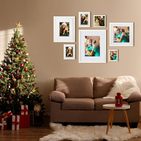 Egofine 8x10 Picture Frames Made of Solid Wood with Plexiglass, Display Pictures 4x6/5x7 with Mat or 8x10 Without Mat Set of 4 for Tabletop and Wall Mounting, Oak Wood Egofine