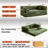 GEARIVY Folding Sofa Bed Convertable Corduroy Couch King Size Floor Sleeper 4-in-1 DIY Combination Modular Sofa Fold Out Futon Lounge Comfy Foldable Lazy cama for Living Room (Green, 80.15") GEARIVY