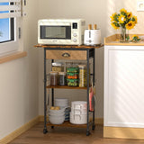 Kitchen Microwave Cart with Storage,3 Tier Rolling Microwave Stand with Drawer,Kitchen Utility Cart on Wheels,Coffee Cart Small Appliance Storage Shelf Rack Organizer for Living Room, Office, Balcony Cidaziya