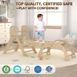 KidsBuddy Pikler Triangle Set with Cushion 9 in 1 Climbing Toys for Toddlers 1-3 Indoor Baby Climbing Gym Toddler Montessori Toys Wooden Climbing Toys with Maze Toys, Shape Sorting Toys, Dinosaur Car KidsBuddy