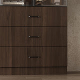 Homsee 31.5”W Storage Display Cabinet Curio Cabinet with Light & Pop-up Glass Doors, Bookcase with 3-Tier Shelves & 3 Drawers for Living Room/Home Office, Dark Brown (31.5”W x 15.7”D x 78.7”H) Homsee