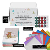 Dessie 100 Unique Modern Christmas Cards with Envelopes and Matching Sealing Stickers. Happy Holiday Cards with Short Greetings Inside. Bulk Christmas Cards Boxed with Envelopes Dessie