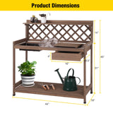 Aivituvin Potting Bench Outdoor with PVC Layer Wooden Planting Table with Sink & Lid Gardening Work Bench with Drawer, Shelf, Hook Aivituvin