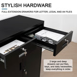 YEEZER Metal Storage Cabinet with 2 Drawers. Lockable Steel Storage Cabinet with Doors and Shelve, 37”H Office Cabinet for Home, Garage, Warehouse with Large Storage Space. (Black) YEEZER