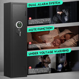 RIFLEWELL [2024 NEW] 2-3 Rifle Gun Safe, Digital Keypad Large Long Gun Safe for Home Rifle and Shotguns, Quick Access Gun Cabinets with LED Light, Gun Safe with Adjustable Gun Rack and Removable Shelf Riflewell