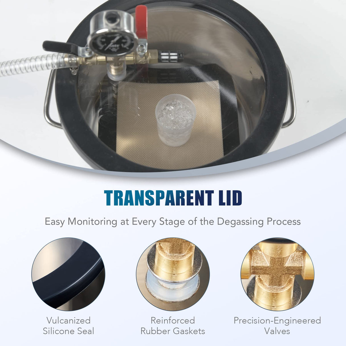 Orion Motor Tech 3.5cfm Vacuum Pump and Chamber Kit, 2 Gallon Vacuum Chamber and 38 Micron Vacuum Pump Epoxy Resin Chamber Kit, 7.6L Vacuum Chamber with Pump for Casting Degassing, Oil Incl. Orion Motor Tech