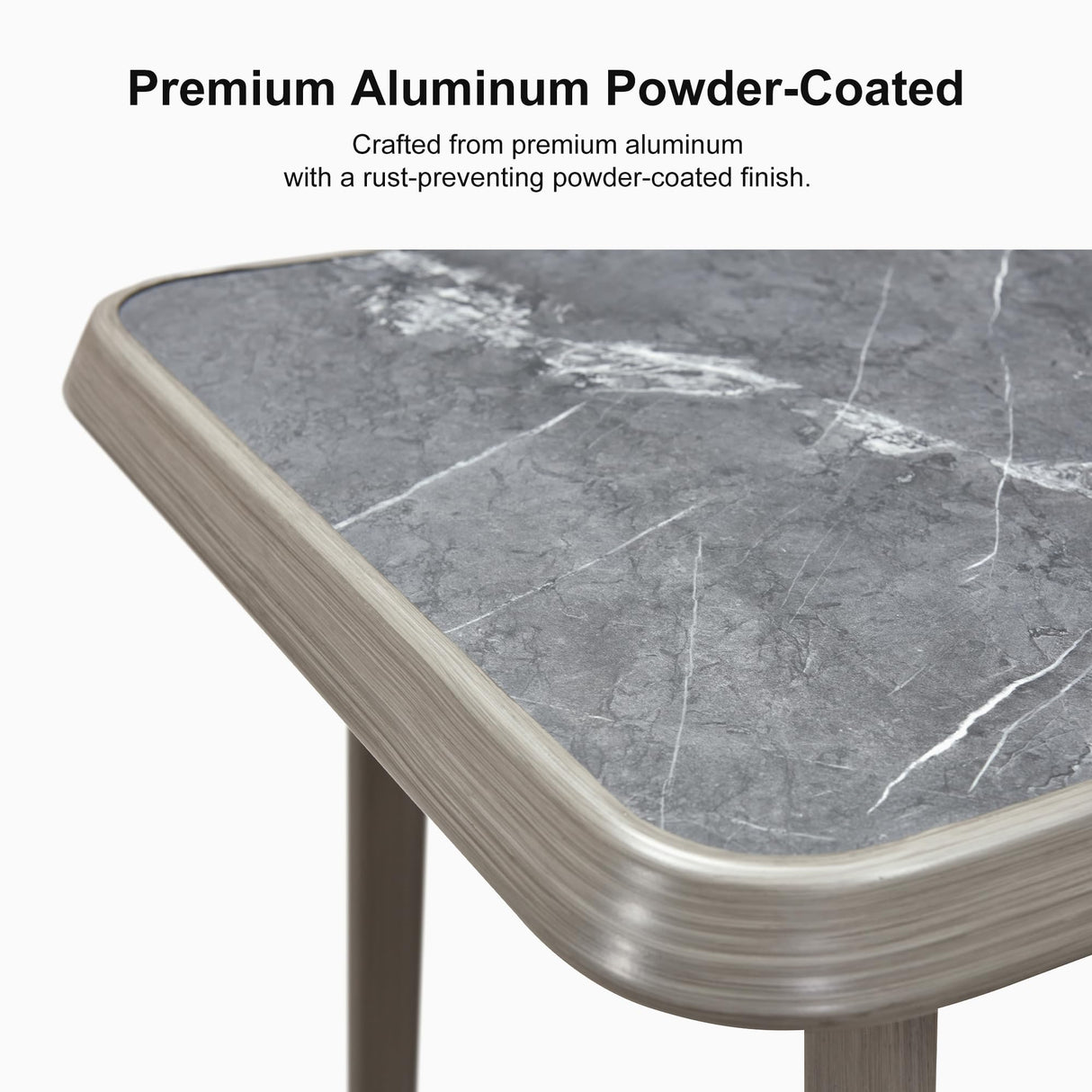 PURPLE LEAF Outdoor Rectangular Counter Height Dining Table Aluminum Kitchen Bar Table for Bar Stool for Backyard Patio Grey PURPLE LEAF