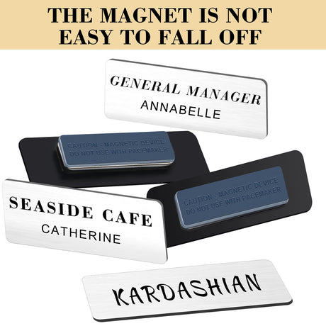 50 Pack Magnetic Name Tags Magnets Name Badge Holder Blank Plastic Magnet Name Tag Backing 1 x 3 Inches with 3 Pcs Magnets for Police Office School (Silver) Geelin