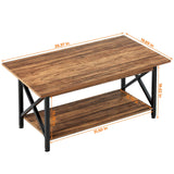 GreenForest Coffee Table with Storage, 39inch Modern Coffee Tables for Living Room, X-Frame Design Farmhouse Coffee Table Space Saving Living Room Tables, Easy Assembly, Walnut GreenForest