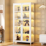 Glass Display Cabinet, 5-Tier Curio Cabinet with Glass Doors, Metal Display Case with Adjustable Shelves, Display Cabinet for Collectibles & Toy Organizer for Home, Office, Playroom, Living Room Orixal