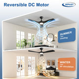 Depuley 52-Inch Ceiling Fan with Light: Black 3 Blade Outdoor Fans for Patios - Dimmable Indoor Fan with Remote APP Control Ultra Quiet DC Motor Reversible 6 Speed Timer Depuley