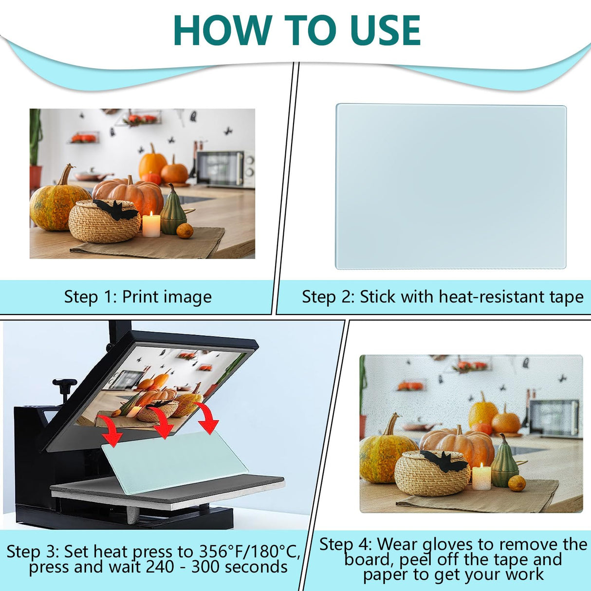 Tanlade 16 Pcs Sublimation Blank Set Included 6 Pcs 8 x 11 Inch Sublimation Cutting Board Blanks, Gloves, Tape, 8 Heat Transfer Paper, Glass Cutting Board for Heat Press Machine(Smooth Surface) Tanlade