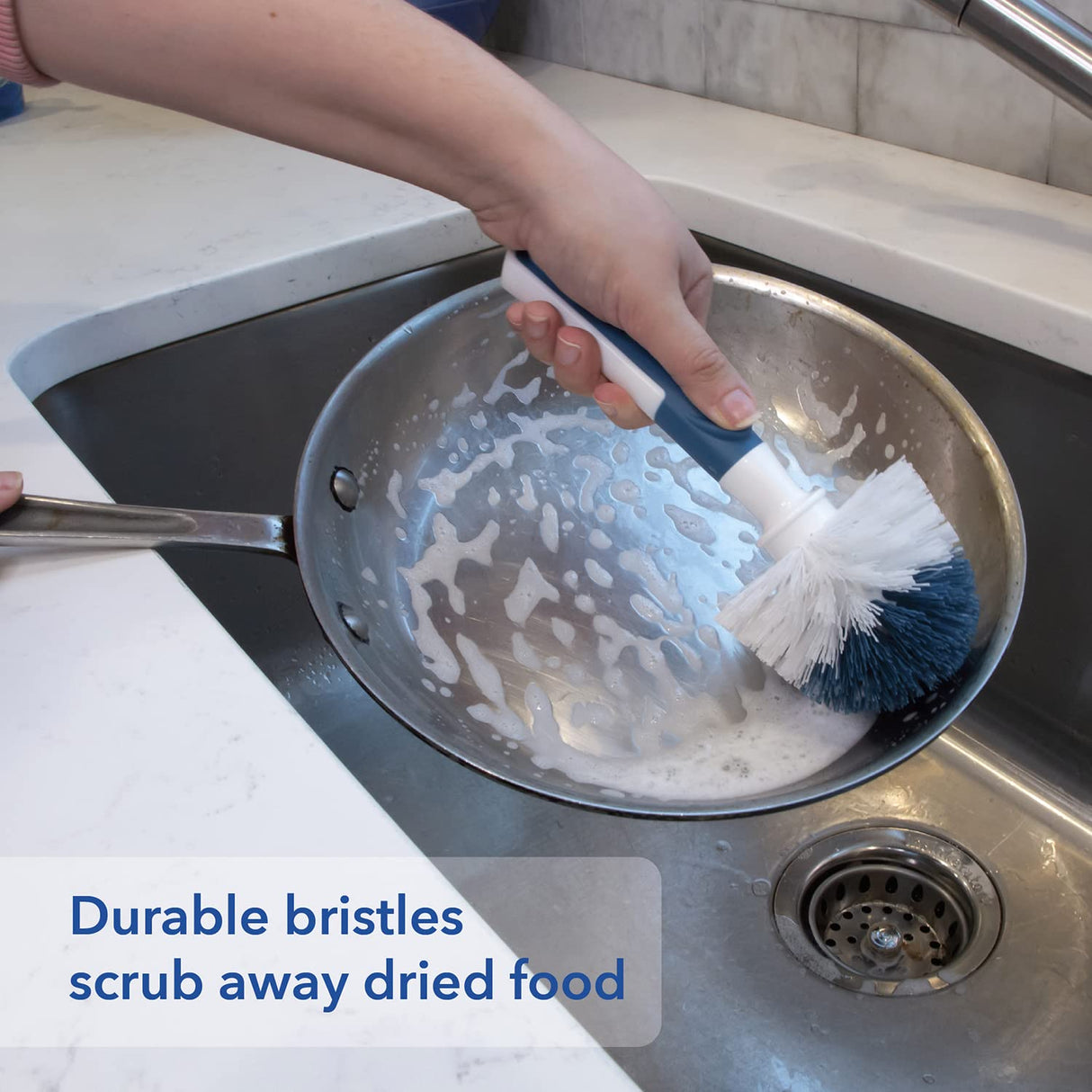 Unger Sink & Dish Scrub Brush – Kitchen Scrub Brush, Dish Washing Scrubber, Small Cleaning Brush, Kitchen Cleaning Supplies, Non-Scratch Bristles, Glassware, Pots, Pans, Tumblers, Drains & Disposals UNGER