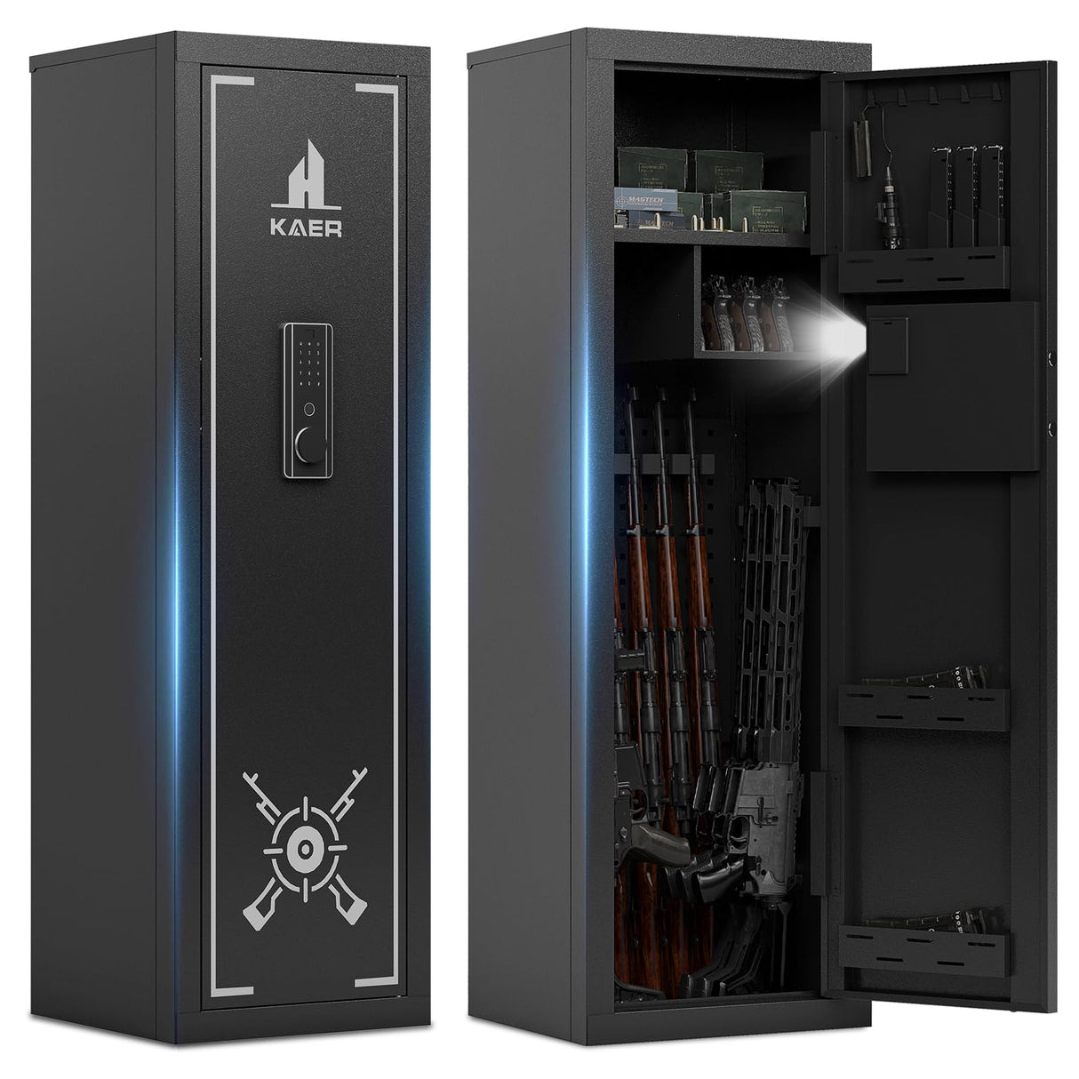 KAER 13-15 Gun Safe for Rifle and Pistols,Rifle Safes for Home,Clearance Gun Cabinet for Home Rifles and Shotguns,Gun Safe for Handgun with Digital Keypad Adjustable Shelves for Home,Unassembled KAER