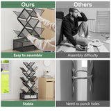 Gintan 9-Tier Corner Bookshelf with Storage,Bedroom Shelves Folding Bookshelves,No Installation Required Shelf Tree Bookcase for Living Room,Study,Home Office,Bed Room (Black) Gintan