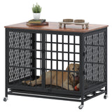 BOINN 42 inch Extra Large Dog Crate Furniture with Removable Trays, 3 Doors, 4 Wheels & 5 Locks - for Medium and Large Dogs BOINN