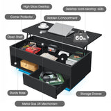 LED Coffee Table for Living Room Morden Coffee Tables with Lift Top High Gloss 4 Tiers WhiteTea Table with Storage Center Tables Sofa Hidden Compartment & 1 Open Shelve & 1 Drawer HOMMPA