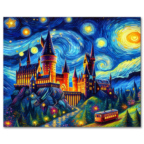 TUMOVO DIY Paint by Numbers Kit for Adults Magic Castle Paint by Number Kits on Canvas Starry Sky Paint by Number for Adults with Brushes Art Crafts for Home 16"x20"(Frameless) TUMOVO