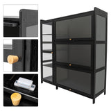 BANEBONE Display Cabinet with Acrylic Doors, 7 Storage Spaces Storage Cabinet & Curio Cabinet with Clear Acrylic Doors, Modern Black Bamboo & Composite Wood for Collectibles, Kitchen, Living Room BANEBONE