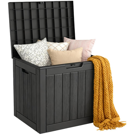LubanNese Outdoor Storage Box, 35 Gallon Deck Box Waterproof, Resin Patio Storage Bin for Package Delivery, Patio Furniture Cushion, Garden Tools, Pool Accessories, Weatherproof, Black LubanNese