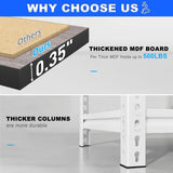 REIBII 65.74" H x 33.85" W x 15.35" D Storage Shelves, 2500LBS Adjustable Metal Shelving Unit, 5 Tier White Shelves for Pantry, Garage, Kitchen, Warehouse, White REIBII