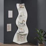Tribesigns Corner Shelf, Modern 5-Tier Wall Corner Bookshelf, Stylish Corner Small Bookcase Storage Rack Plant Stand with Unique Shape for Living Room, Home Office (White, 1PC) Tribesigns