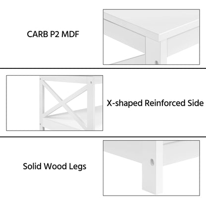 Yaheetech Wood 2-Tier White Coffee Table with Storage Shelf for Living Room, X Design Accent Cocktail Table, Simple Design Home Furniture, 39.5 x 21.5 x 18 Inches - WoodArtSupply