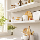 AMADA HOMEFURNISHING Floating Shelves, 32″ Large Wall Mounted Shelves for Bathroom, Bedroom, Living Room, Kitchen, Office, Hanging Shelf for Wall Décor Storage, Set of 2, White AMADA HOMEFURNISHING