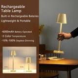 Fizrice 2 Pack Rechargeable Table Lamps Cordless Lamp - 6000mAh Battery Operated Touch Lamp Outdoor Table Lights Waterproof Wireless Portable Desk Lamp for Table Restaurant Bedroom Patio(Gold) Fizrice