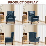 LOVSPATIO PU Leather Accent Chair Set of 2, Modern Upholstered Living Room Chair Sofa Chair with Wooden Legs, Wingback Armchair Club Chair for Bedroom,Study Room, Lounge (Dark Blue) LOVSPATIO