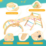 Pikler Triangle Set with Cushion, 7 in 1 Wooden Climbing Toys for Toddlers 1-3 Inside, Toddler Climbing Toys Indoor with Ramp, Arch and Ladder, Montessori Foldable Climbing Set for Toddlers and Kids KAISASA