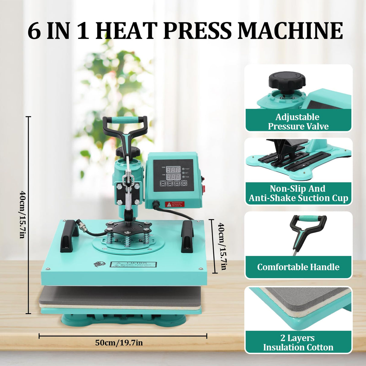 6 in 1 Heat Press Machine, 15x15 inch Sublimation Heat Press, 360° Swing Away Digital Heat Transfer Multifunction Heat Transfer Sublimation Combo for T-Shirt, Cap, Mug, Plate, Pillow, Bag GarveeHome