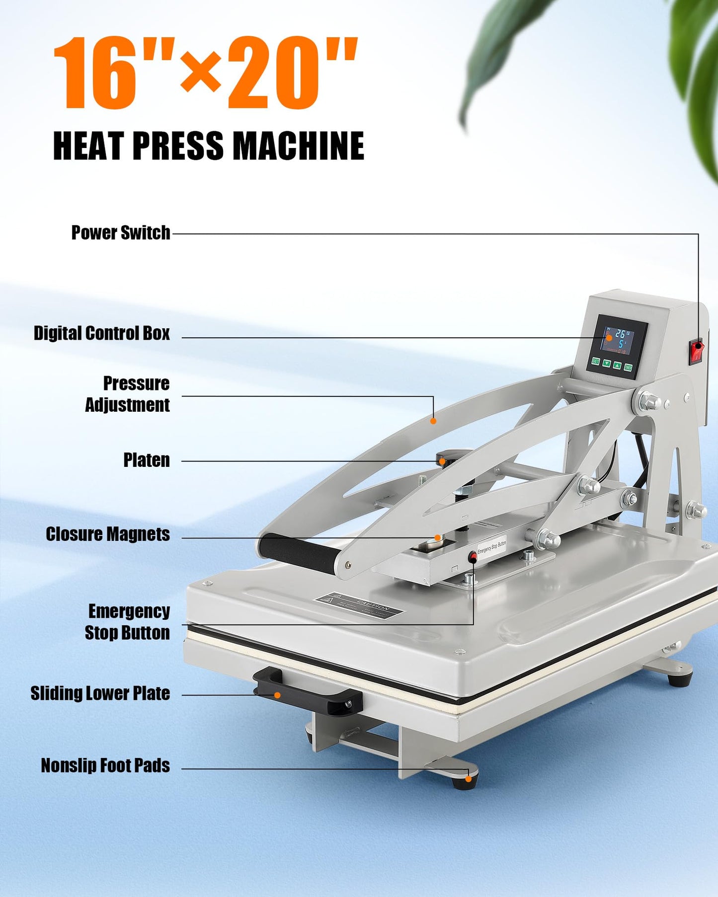 CREWORKS Auto Open Heat Press Machine, 16"x20" Clamshell Heat Press with Slide Out Base, 1600W Digital Sublimation Printer for T Shirts Bags Mouse Pads More, Heat Transfer Machine for Gifts B - WoodArtSupply