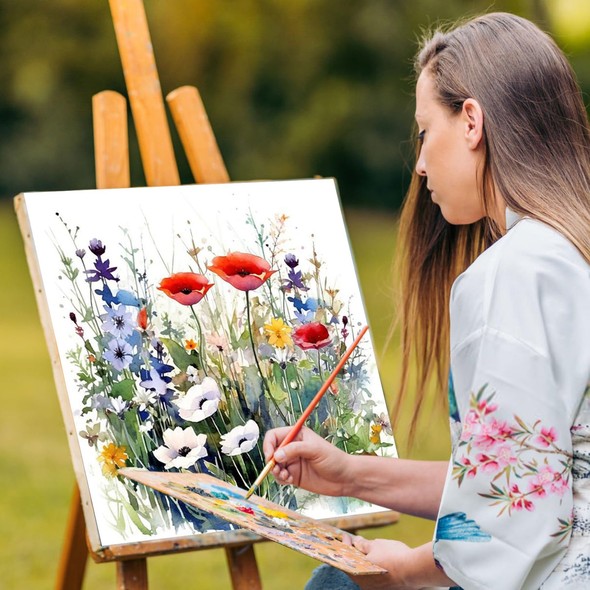 Yezavesu Flower Framed Paint by Numbers Kit for Adults Beginner & Kids Ages 8-12, Wildflowers Paint by Number Without Easel, DIY Adult Paint by Numbers Flowers for Home Wall Decor Gift 10x 10 inch Yezavesu