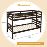 KOMFOTT Convertible Twin Over Twin Bunk Bed with Guardrail & Ladder, Space-Saving Wood Design KOMFOTT
