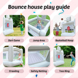 White Bounce House for Kids 2-8 Indoor Bouncy Castle with Pump Toddler Bounce House PVC Waterproof Materials Easy to Clean Outdoor Toddler Toys 68 x 68 x 58.2 inch iLink-outer