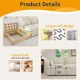 ISHUHL Cloud Modular Sectional Sofa, 124" Oversized Sectional Couches for Living Room, Convertible Deep Seat Sofa Set, Corduroy U Shaped Couch with 2 Ottoman (Beige) ISHUHL