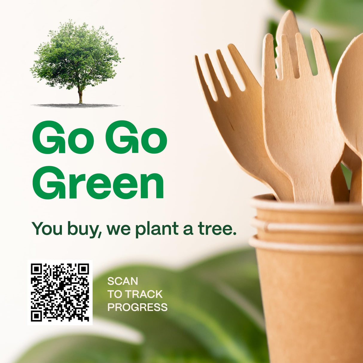 100% Compostable Cutlery Set - 300 Pieces Wooden Compostable Utensils [120 Forks, 90 Knives, 90 Spoons] - Disposable Wooden Cutlery, Eco Friendly Forks And Spoons Disposable Cutlery Set Party Utensils GO GO GREEN