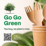 100% Compostable Cutlery Set - 300 Pieces Wooden Compostable Utensils [120 Forks, 90 Knives, 90 Spoons] - Disposable Wooden Cutlery, Eco Friendly Forks And Spoons Disposable Cutlery Set Party Utensils GO GO GREEN