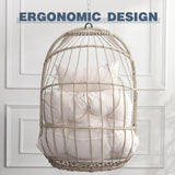 Hanging Egg Chair, Patio Wicker Hammock Egg Basket Chair with Cushion, Outdoor Rattan Swing Hammock for Balcony Garden Bedroom, White (Stand not Included) BELTGEEK