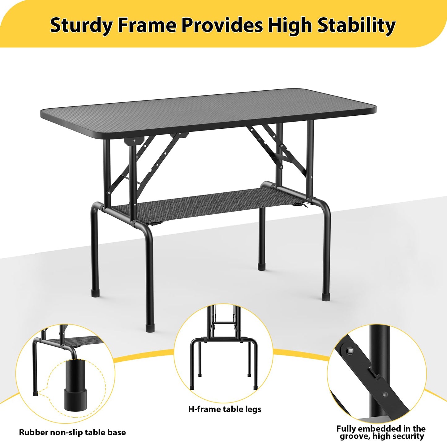 ROOMTEC 46 Inch Dog Grooming Table,Foldable Pet Grooming Tables at Home with Adjustable Arm,Nooses, Mesh Tray - WoodArtSupply