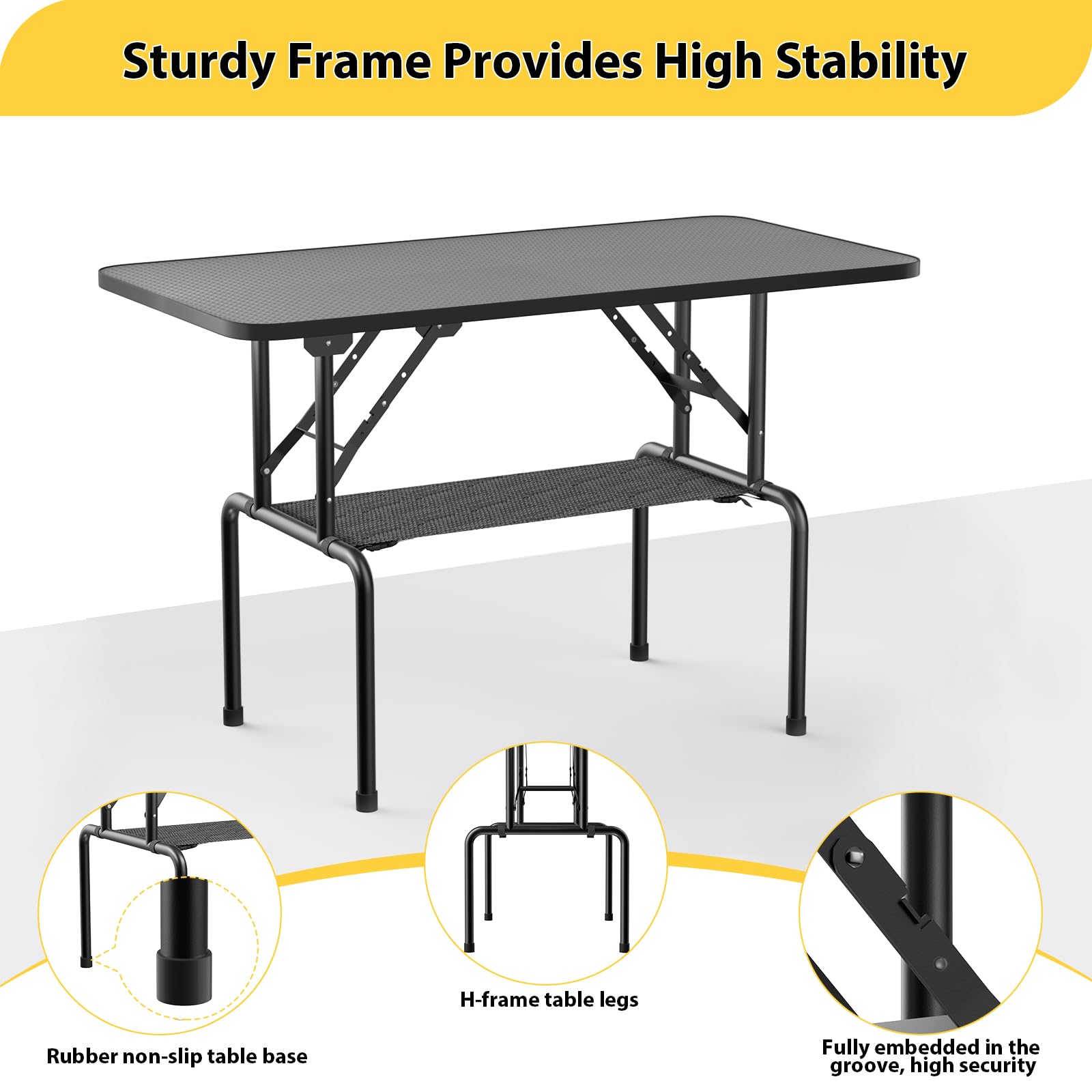 ROOMTEC 46 Inch Dog Grooming Table,Foldable Pet Grooming Tables at Home with Adjustable Arm,Nooses, Mesh Tray - WoodArtSupply