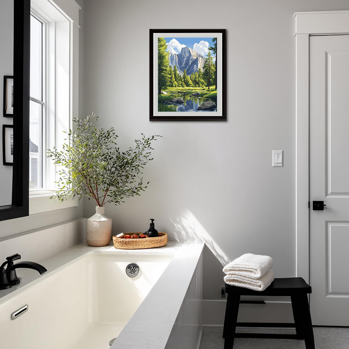 ARNLRDYA Yosemite Paint by Numbers for Adult, National Park Mountains Paint by Number Kits, Forest River Nature Scenery DIY Acrylic Painting on Canvas for Gift Home Wall Decor(16×20inches, No Frame) ARNLRDYA