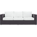 Modway Convene Wicker Rattan Outdoor Patio Sofa in Espresso White Modway