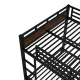 Queen Over Queen Bunk Bed with Headboard and Full Length Guardrail, Separable Bunk Bed Queen Size, Heavy Duty Bunk Beds Can Turns Into Loft Bed and Platform Bed, Black Bellemave
