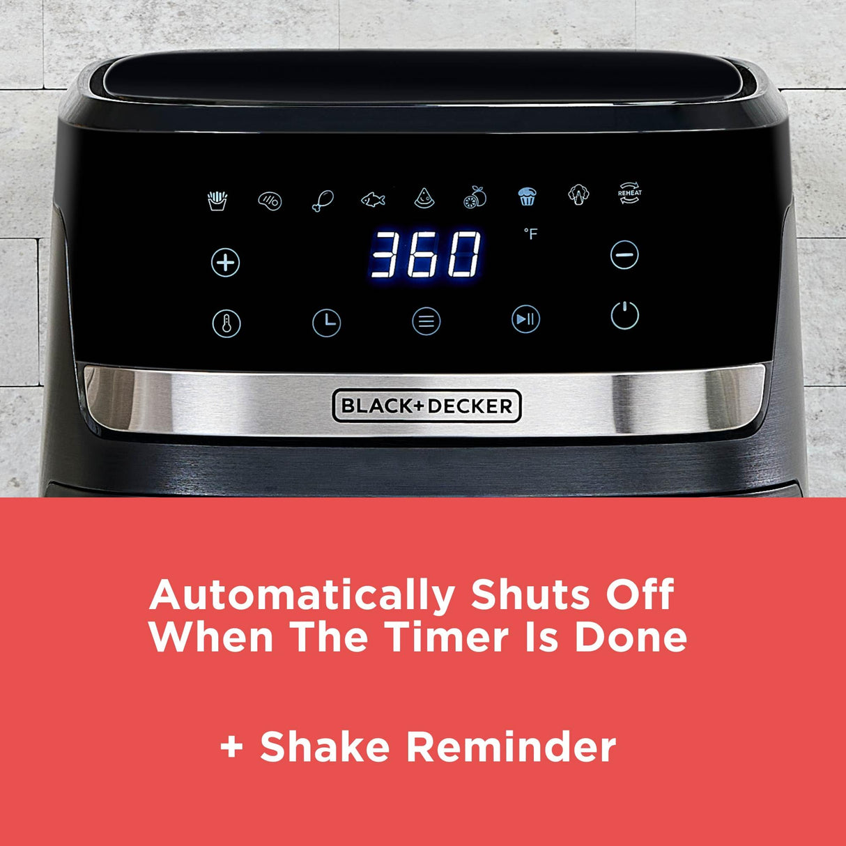 BLACK+DECKER Purifry 4QT Air Fryer, Crispy Deep Fried Taste without the Fat, Plus Bake, Dehydrate, and Keep Food Warm, Digital Touchscreen and Auto Shut-Off BLACK+DECKER