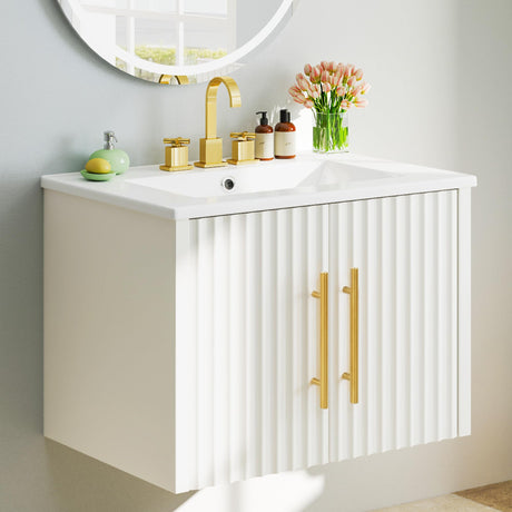 DWVO 24" Bathroom Vanity with Sink, Floating Bathroom Vanities Wall Mounted Bathroom Cabinet DWVO