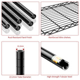 IZEUK 5-Tier Adjustable Heavy Duty Steel Wire Shelving Unit with Wheels, Storage Rack Organizer for Garage, Kitchen, Office, Laundry, Basement (Black, 17.7" D x 47.2" W x 76.7" H, 1750 lbs Capacity) IZEUK