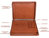 Free Engraved Name, Personalized Portfolio Binder Organizer, PU Leather Custom 3 Ring Binder Padfolio, Zipper Binder Business Document Ordner with A4 Writing Pad, Corporate Gift, Customized, Brown AZXCG