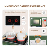 OOOK Kids Kitchen Playset with Sound and Light, Wooden Multifunctional Pretend Play Kitchen with Coffee Machine, Microwave, Dishwasher and Washer Toy ect., Kitchen Set for Kids Aged 3+ OOOK